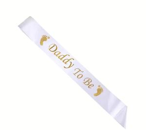 Faja <span class=keywords><strong>de</strong></span> satén blanco para Baby Shower, decoración <span class=keywords><strong>de</strong></span> revelación <span class=keywords><strong>de</strong></span> género, papá, abuela, papá, mamá, para ser letras doradas con purpurina, huella <span class=keywords><strong>de</strong></span> oso - Product Image 5