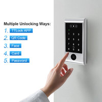 Pengontrol Akses Kode QR Pengenal Wajah TTLock Bluetooth WiFi Pembaca Kartu MF Tahan Air IP66 V6-QR
