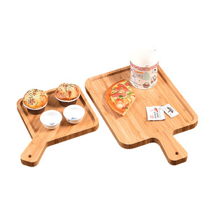 Plateau de service en bambou avec poignées, forme carrée, pour pizza, petit-déjeuner, pique-nique en plein air, usage domestique, personnalisable - Product Image 1
