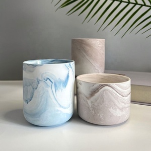 Luxury Empty Matte Round <b>Marbled</b> Candle Holder 12Oz Ceramic Candle <b>Jar</b> Vessels for Sale - Product Image 6