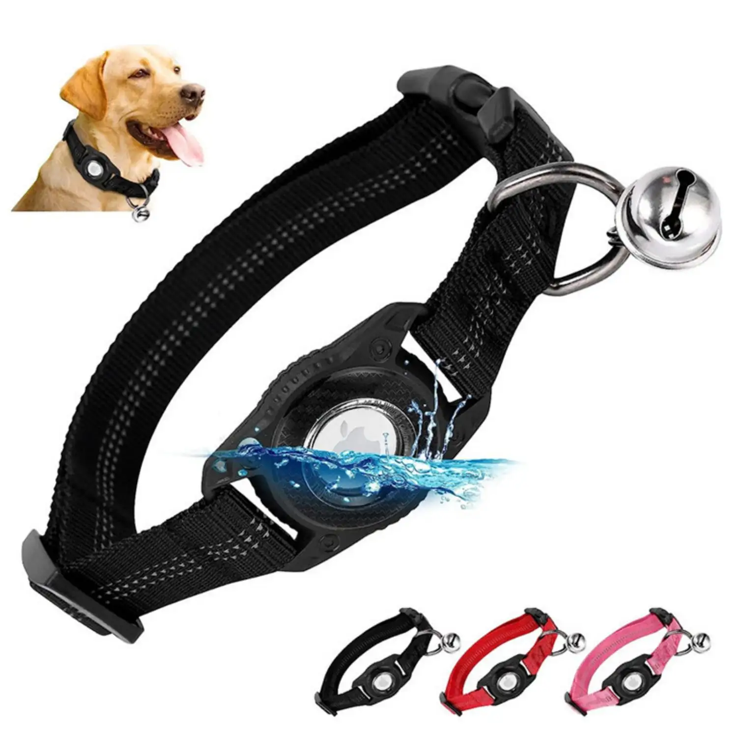 Nylon durável viagens webbing cão coleira pet collar com tracker tampa titular para Airtag