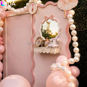 LEDA New Arrival Modern Simple Pink Princess Style Hanging Pearl Acrylic <b>Backdrop</b> <b>Stand</b> for Wedding Events - Product Image 4