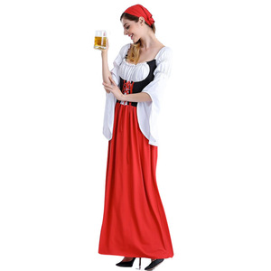 Women's <b>Beer</b> Festival Dress Red Long Maid Style Ethnic Fancy Costume Adult Size Polyester Fiber - Product Image 1