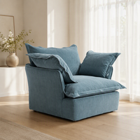 Fauteuil de salon individuel style décontracté, fauteuil surdimensionné en forme de nuage avec coussins doux à biais, revêtement en tissu, chaise-canapé