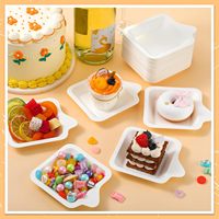 Assiette carrée jetable en fibre de bagasse de 4 pouces pour service alimentaire, traiteur, collations, desserts et gâteaux