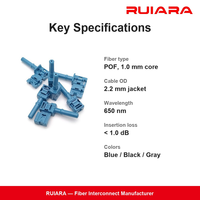 Connecteur de câble POF RR-4533ZZ sans sertissage à clipser, compatible Ruiara pour transmission de signal de contrôle/données industrielle POF 2,2 mm 1
