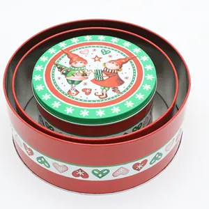 Round Tin Box Food Packaging Christmas Packaging Case Gift Tin Box Sets Cookie Packaging