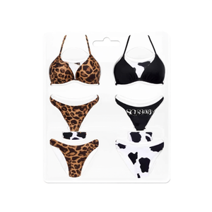 Set bikini HDJ nero con slip a perizoma, scollo all'americana, costume da bagno elasticizzato, abbigliamento da spiaggia da donna, taglia 42 44 46 - Product Image 2