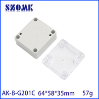 Boîtier étanche IP65 64x58x35mm avec couvercle transparent en PC et base en ABS pour capteur IoT et module de contrôle intelligent