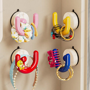 Support de rangement pour accessoires capillaires mural à ventouse, sans perçage, finition brillante, forme ronde - Product Image 3