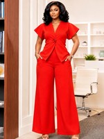 Ensemble tendance pour femmes, nouveau modèle à col en V, ensemble deux pièces cintré à la taille, pantalon à manches courtes, ensemble deux pièces uni
