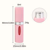 Fabrication d'atomiseurs de parfum rechargeables en plastique, flacons d'échantillons de parfum avec bouchon à vis, design élégant, emballage personnalisé