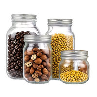 Bocaux en verre transparent avec couvercles métalliques argentés, design à ouverture standard, étanches à la poussière et à l'eau, écologiques, pour cuisine, camping et conservation alimentaire