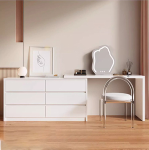 <span class=keywords><strong>Commode</strong></span> en bois blanc réglable, meuble de rangement latéral, coiffeuse moderne de luxe avec miroir LED pour chambre à coucher - Product Image 6