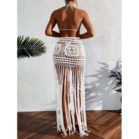 Nouvelle Collection – Jupe Longue de Plage en Chiffon Anti-UV avec Franges et Bretelles Crochées à la Main, Modèle QIQI QIQI26090301