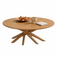 Table basse ronde en bois de noyer, fabrication artisanale, table basse en bois massif moderne, idéale pour les restaurants et les appartements