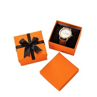 Boîte cadeau carrée orange pour montre avec rabat à nœud papillon et emballage en papier, vente en gros du fabricant ; en stock