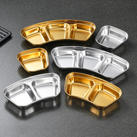 304 plat de Sauce en métal épaissi en acier inoxydable classique coréen Barbecue assaisonnement plat de trempette poli doré plats de marmite pour