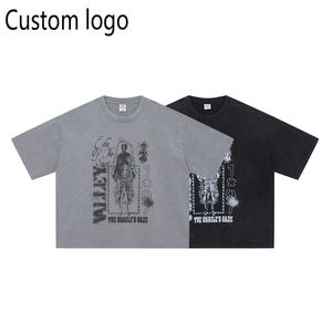 Camiseta Oversize de Corte Cuadrado para Hombre, Estilo Urbano, Algodón, Estampado Gráfico, Envío Directo - Product Image 1