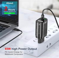 Nouveau chargeur GaN 65W double port USB Type-C PD 3.0 SCP adaptateur de charge rapide pour ordinateur portable et téléphone