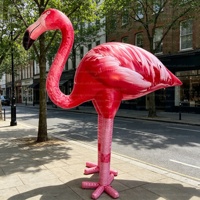 Flamant rose gonflable personnalisé en tissu Oxford avec logo sur mesure pour publicité commerciale saisonnière extérieure sur la plage
