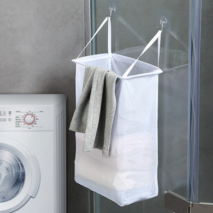 <b>White</b> Wall Mounted <b>Laundry</b> <b>Basket</b> Rectangle Non Woven Fabric Portable Clothing Organizer Bathroom Storage - Product Image 2