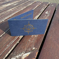 Passeport personnalisé de luxe Carte d'invitation de mariage Plié Design bleu marine pour des célébrations élégantes