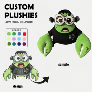 Peluche personnalisée OEM/ODM, mini-peluche griffe <span class=keywords><strong>de</strong></span> <span class=keywords><strong>crabe</strong></span> Frankenstein, article promotionnel pour exposition science-fiction, peluche lestée sur mesure - Product Image 1