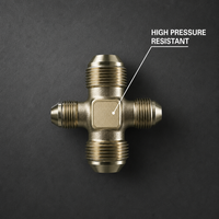 Raccord croisé à 4 voies en laiton forgé usiné CNC de qualité industrielle, filetages mâles SAE/NPT pour systèmes hydrauliques, pneumatiques et d'eau