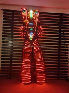 Traje LED Robot kostüm giysi tepedeki yürüyüş ışık takım elbise ceket göğüs ekran kask lazer