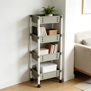 Carrinho Organizador Multiuso para Espaços Estreitos, 4 Camadas, Ultrafino, com Rodas, para Banheiro, Prateleira de Armazenamento de Plástico, Deslizante para Vãos, Armazenamento Prático - Product Image 1