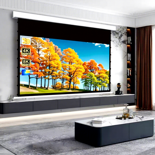 Black Diamond 135 Inch Motorized Drop Projection Screen ALR Electric Projector Screen 1-Year Warranty PVC Fabric for Home Cinema