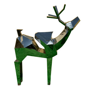 Escultura Geométrica de Ciervo en Acero Inoxidable, Adorno Animal Hecho a Mano para Montar en el Suelo Exterior - Product Image 5