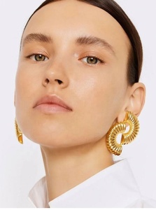 Pendientes de Tuerca de Latón con Diseño Exagerado de Textura Desalineada Única, Estilo Europeo Americano, Lujo Ligero, para Fiestas - Product Image 4