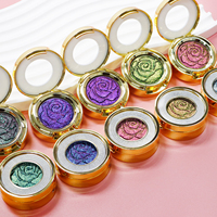 Palette de fards à paupières effet caméléon haute brillance OEM ODM, bleu violet, couleur changeante, fard à paupières métallique compact