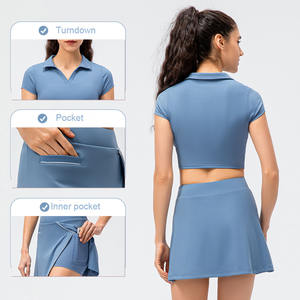 XS-2XLスポーツゴルフウェア女性用2ピーステニススカートセット大人用ポケット付きジムフィットネスセットスカート - Product Image 2