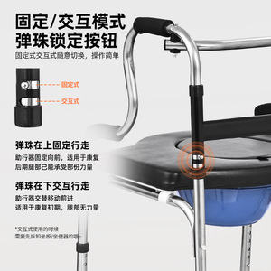 Yixinde Walking Aid Double Bend Aluminum Alloy 51cm Foldable <b>Elderly</b> <b>Walker</b> With Seat For Indoor Outdoor Use - Product Image 2