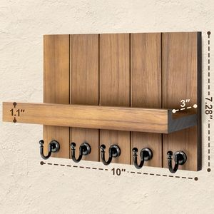Rebee Vision-Llavero de pared decorativo rústico con estante, organizador de correo para sala de estar de granja, nuevo hogar - Product Image 3
