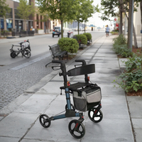 Rollator en aluminium avec poignée de frein Rollator à double clé avec sac à provisions détachable et dossier Rotallor