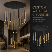 Lustre cascade de luxe en acrylique, lampe suspendue cylindrique multi-lumières pour hall d'hôtel, escalier, atrium, villa, foyer
