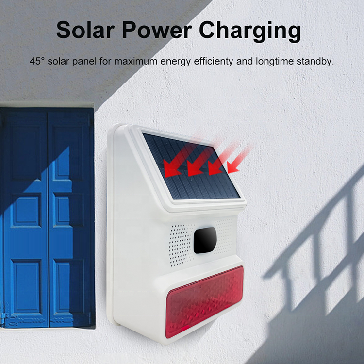 PGST PE-523 Outdoor Portable Fire Alarm Flasher 110dB Siren Strobe 12V Solar Alarm Siren 433MHz Wireless Outdoor Siren Sirena