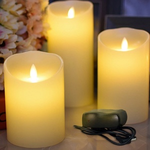 Trío de Velas LED Recargables con Brillo Continuo y Puntas Onduladas para un Ambiente Duradero Durante Toda la Noche, Vela LED de Parafina - Product Image 3
