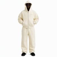 Ensemble de survêtement unisexe automne grande taille XXL avec sweat à capuche zippé en tissu Air Layer et pantalon de jogging décontracté surdimensionné, personnalisable avec logo OEM ODM en gros