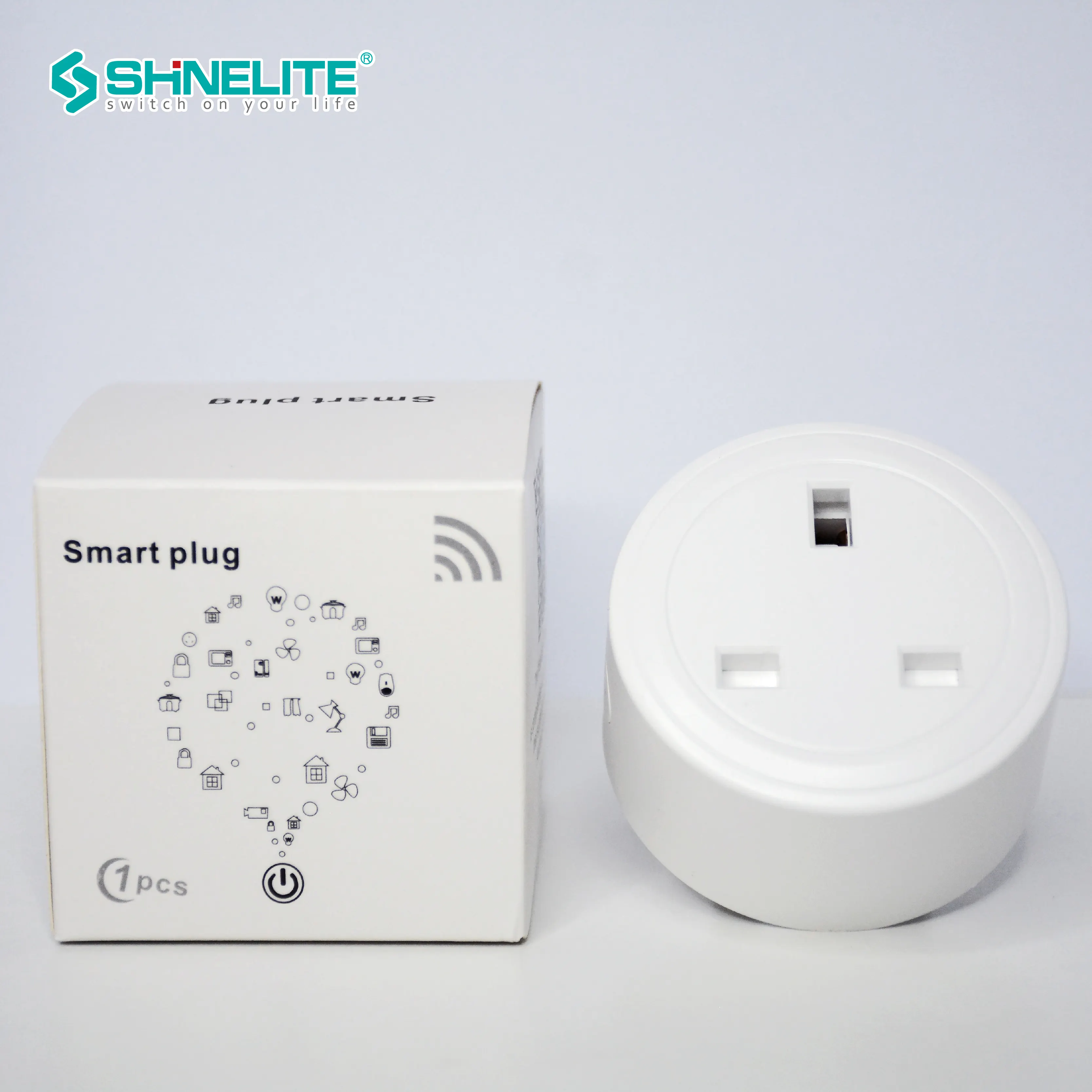 Shinelite Steker Wifi Inggris Harga Pabrik Steker Listrik 13A Bekerja dengan Aplikasi TUYA Smart Life