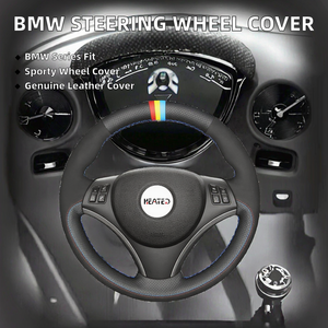 Prix de gros pour <span class=keywords><strong>BMW</strong></span> Série <span class=keywords><strong>1</strong></span> E81 E82 <span class=keywords><strong>E87</strong></span> E88 et <span class=keywords><strong>BMW</strong></span> Série 3 E90 E91 E92 E93 Housse de <span class=keywords><strong>volant</strong></span> en cuir de style sport - Product Image 2