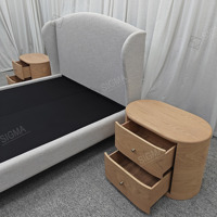 Vente en gros d'usine, nouveau design moderne, lit avec cadre en bois massif, taille personnalisée King Queen, ensemble de meubles de chambre à coucher