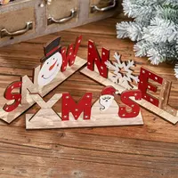 Christmas Noel Wood Sign Christmas Holiday Snowflake Wood Sign Decorative Table Top Sign Xmas Party Decoration