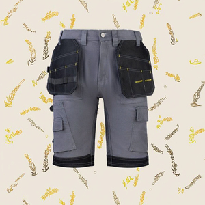 Custom Made Men's High Street Style Cargo <b>Shorts</b> Grey & Black Solid <b>Polyester</b> OEM Service with Custom Sizing Available - Product Image 2