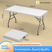 Table pliante rectangulaire moderne en plastique blanc de 1,5 m pour extérieur, banquet, repas et camping