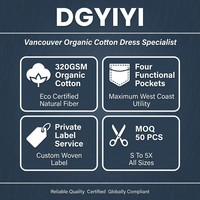 Robe chemise trapèze personnalisée en coton biologique écologique pour femme, bleu ardoise, avec ceinture à anneaux en D et quatre poches, longue, Vancouver Canada